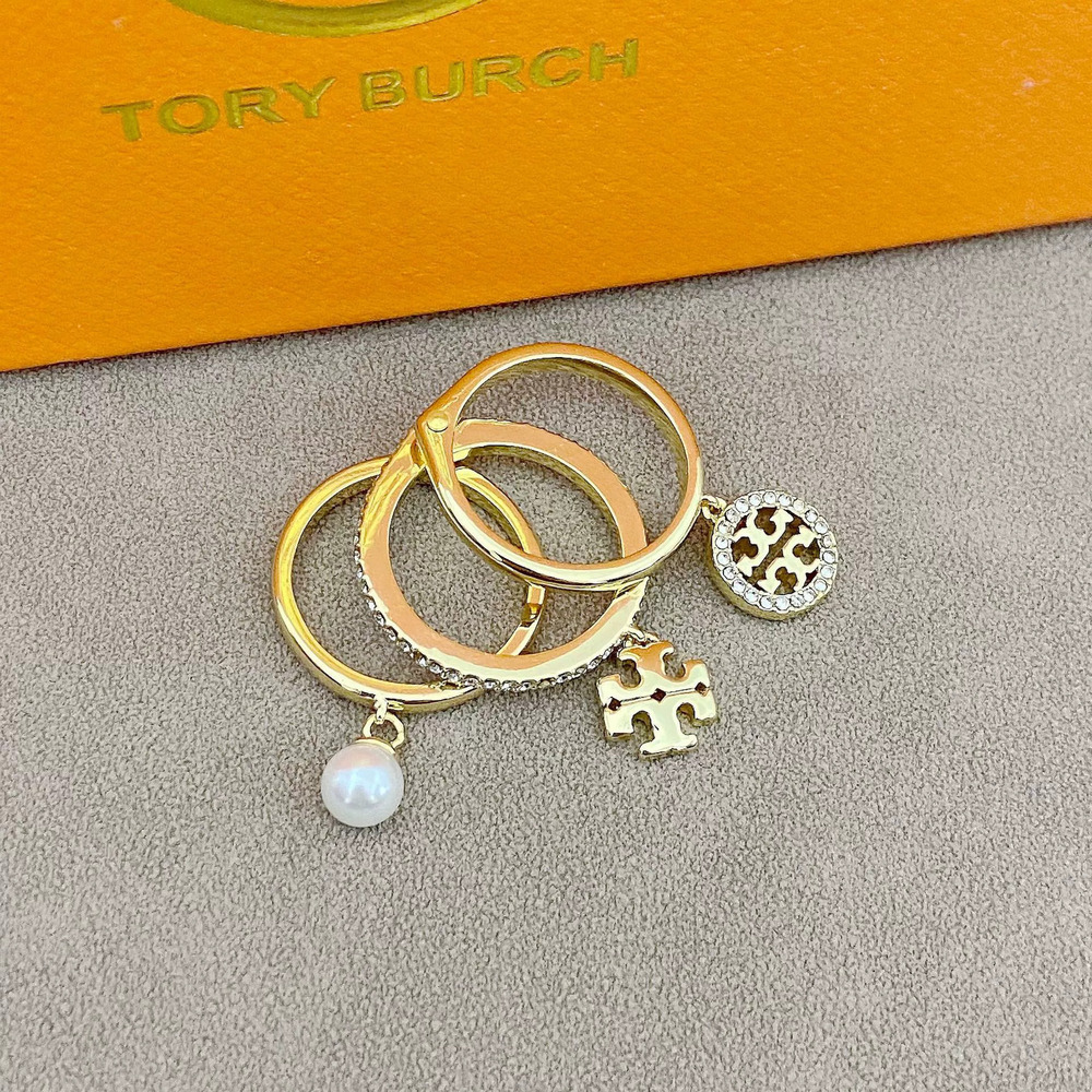 Tory Burch Pearl Crystal Triple Band Ring